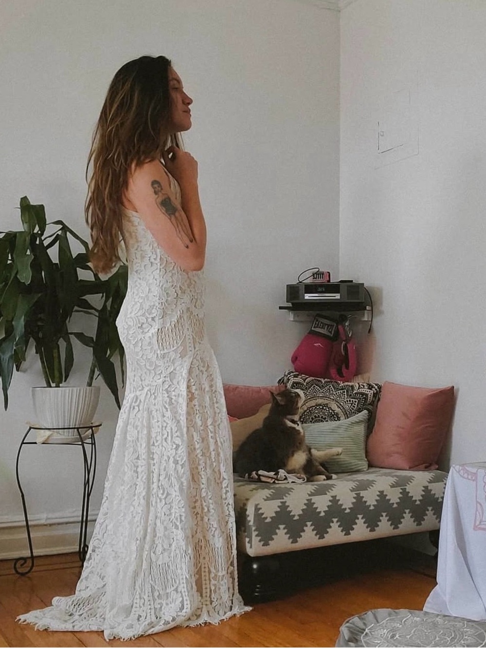 lulus ivory white lace mermaid bridal maxi dress size large